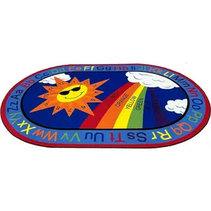 Sky's The Limit Classroom Rug in Oval Shape, Size 4' x 6' from KidCarpet
