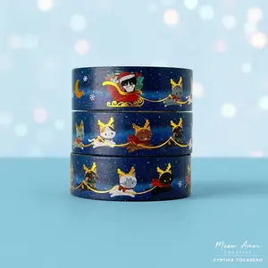 Reindeer Cats Gold Foil Washi Tape