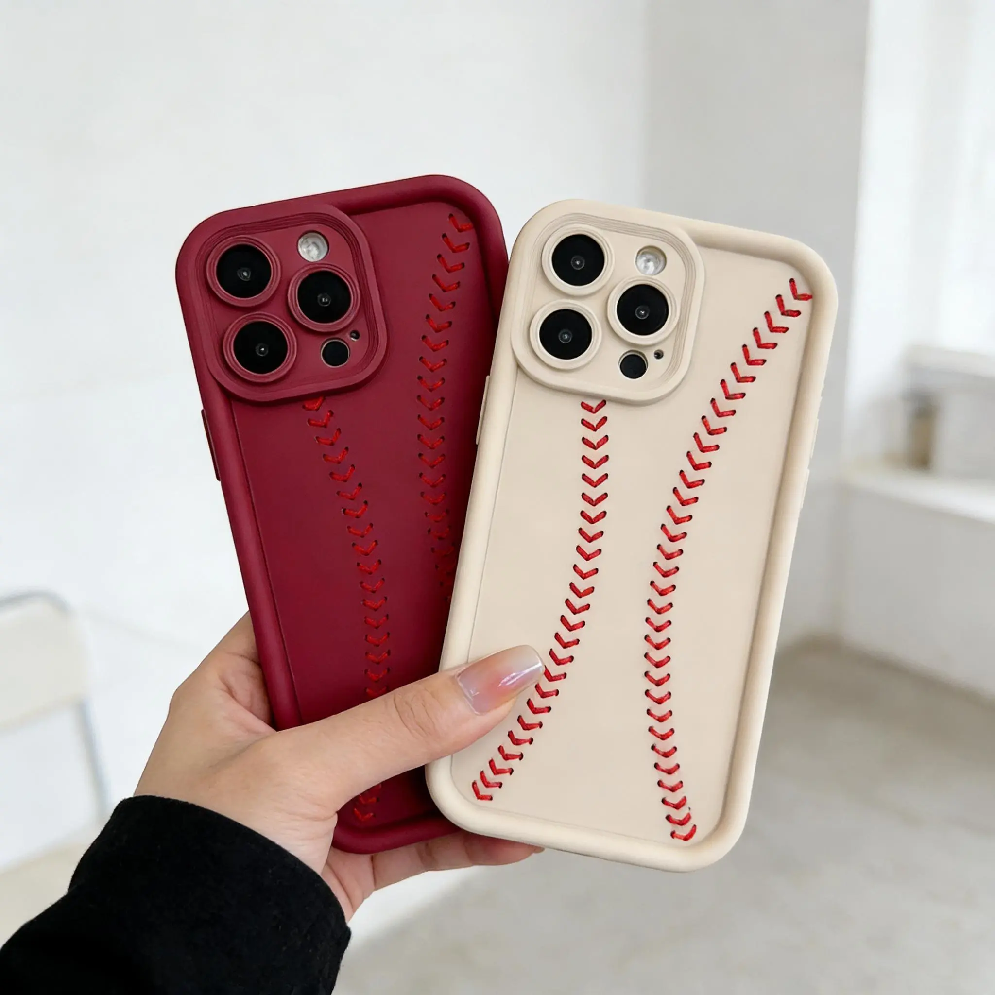 Baseball Design Shockproof Drop-Protection Rugged Silicone Smartphone Casing, Handheld Phone Accessory for iPhone 17,16 Plus,16,15,14 Pro Max,13,12,11,XS Plus (HMB57)