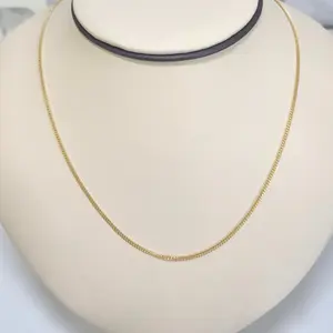 Unisex 14 KT Gold Solid Cuban Link Chain Necklace - 2.2 mm Wide, 20 in Long, Solid Chain for Adults, Casual Daily Wear