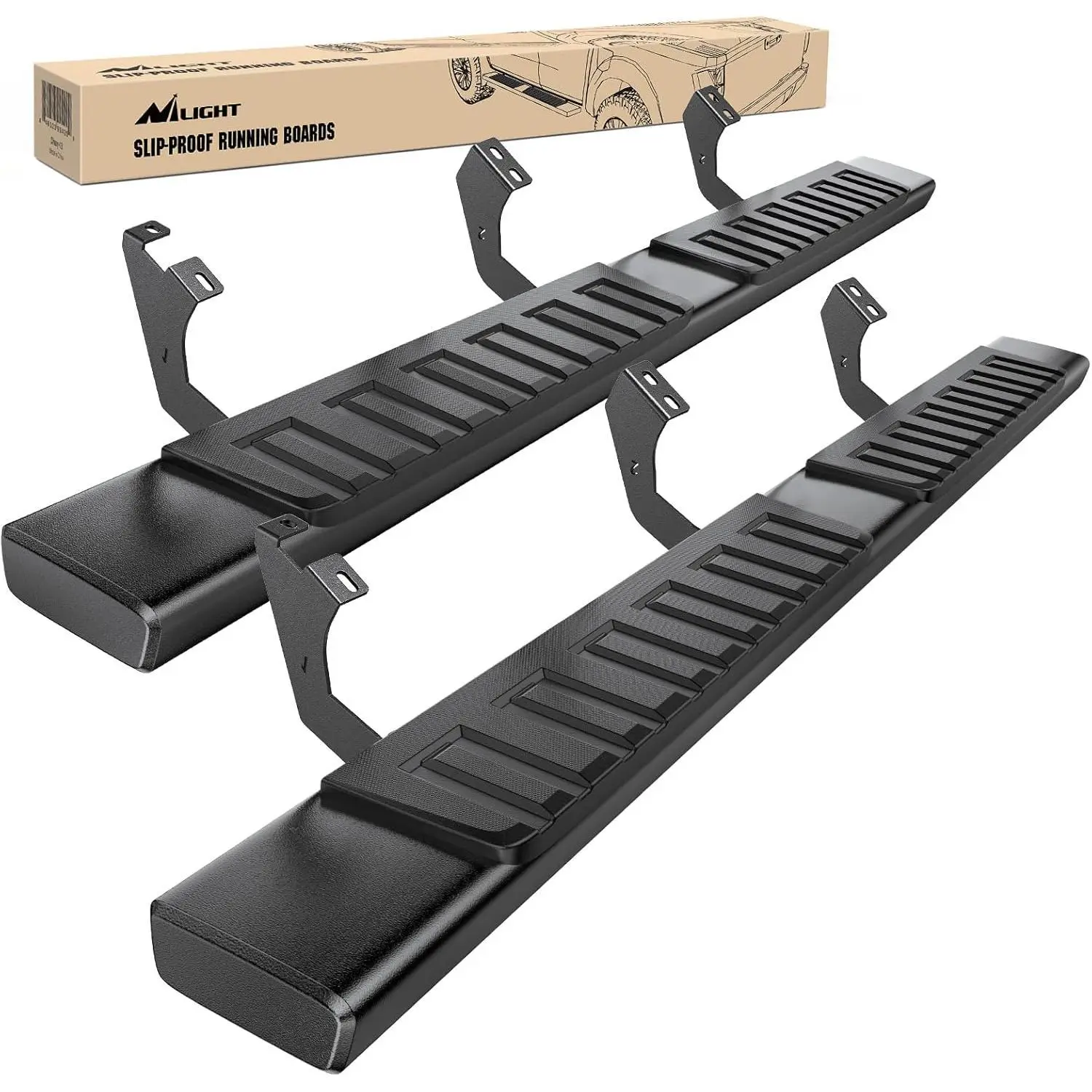 6-Inch Black Running Boards, Car Accessory & Truck Accessories for 2005-2023 Toyota Tacoma Double Cab with 4 Full-Size Doors (Side Step Nerf Bars)