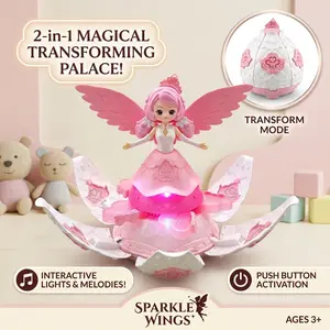 Magical Dancing Princess Doll with Lights & Music | 2-in-1 Transforming Palace Ball | Automatic Spin & Transform | Perfect Mother’s Day & Children’s Day Gift for Girls Ages 3+