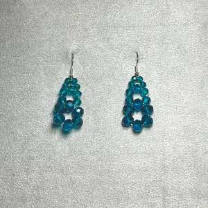 Deep Teal Beaded Cluster Earrings