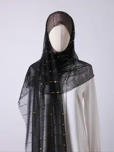 Women's Elegant Striped Pattern Khimar, New Style Soft Comfortable Scarf, Fashionable Hair Accessories for Daily Wear, Hijabs