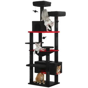 Large  Tree for Indoor , Tall  Tower with Sisal Scratching Posts, Plush Condo Hammock,  Furniture House,  Toys Minimalist  Tree with Condo and Toys Multi-Level Tree with Hammock  Scratching Post with Bed Cactus Cat Tree with Scratching Post