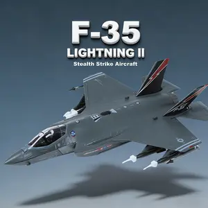 F-35A Lighting II Fighter Aircraft Model Fighter U.S. Airforce Die-cast Aircraft with Display Stand Squadron F35A Flight Mode, Model Collection Gift for Adults, 1/72 Scale