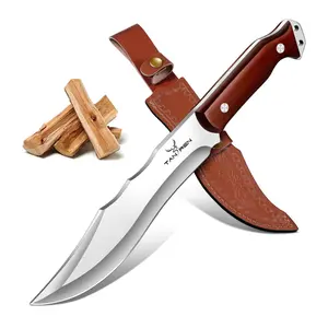 TAN REN Outdoor Knives with Sheath,Full Tang Knife with Wood Handle, Camping Garden Tool