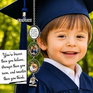 Personalized Kids Graduation Tassel Charm, Custom Photo Graduation Cap Charm, Preschool Kindergarten Graduation Gift, Family & Pet Memorial Pendant