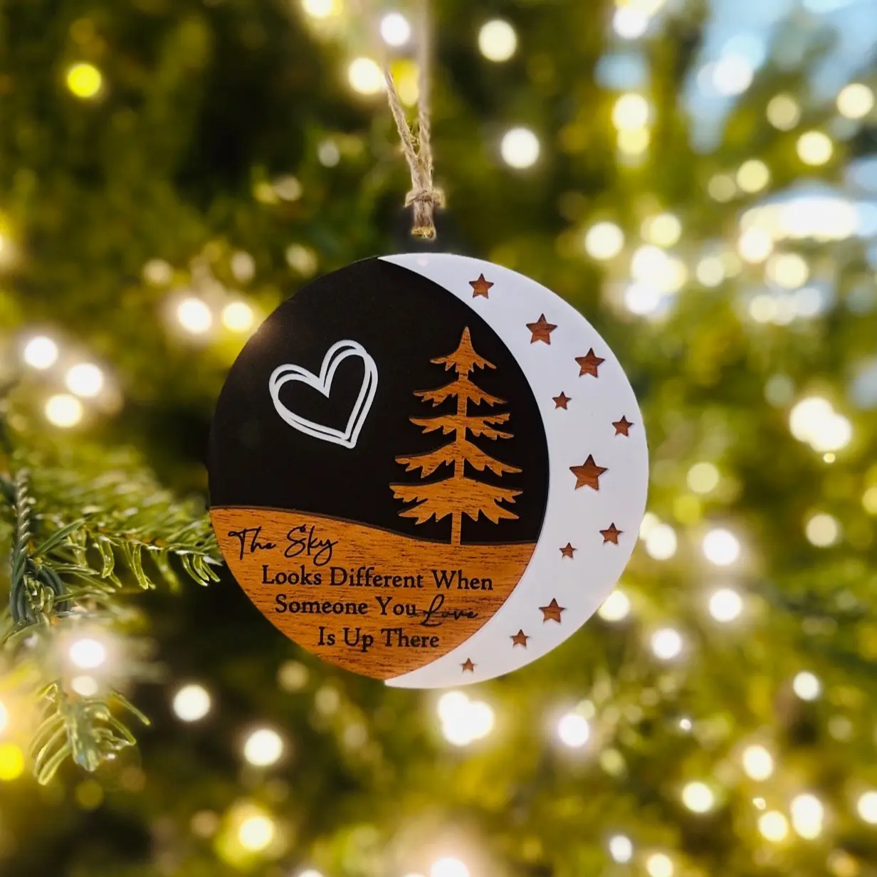 Loved Ones Ornament with Touching Sentiment, Clear or Black Background, 4”x4” - Decoration