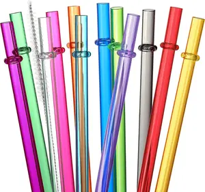 24 PCS, Reusable Straws with 4 Brushes, 10.5" Long Tritan Hard Plastic Straws, 12 Colors Translucent Replacement Drinking for 16OZ-32 OZ Tumblers, Cups, Jars