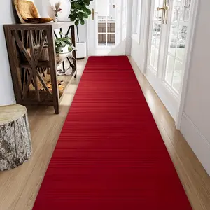 Modern Simple Pure Hallway Rug, Vertical Stripe Pattern, High-Quality Flannel Runner, Non-Slip Design