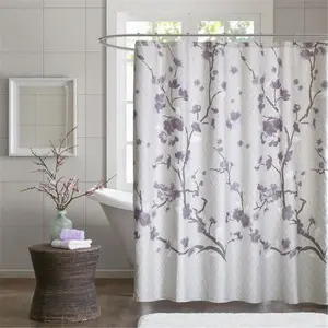 Madison Park  72 x 72 in. Holly Cotton Shower Curtain - Purple
