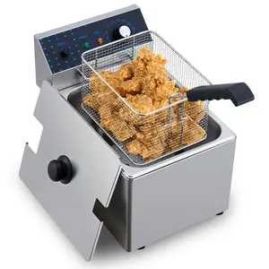 Large capacity 8L electric fryer -1600W stainless steel, detachable fuel tank and basket, adjustable temperature and timer, easy to clean, suitable for home and commercial kitchens