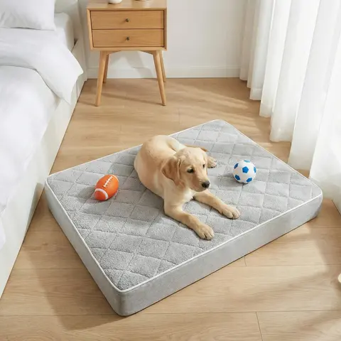 XXL Orthopedic Dog Bed with 25D Ortho Foam + Fabric - Durable 8-Stitch Removable Machine-Wash Cover, Waterproof Rapid Cooling Summer Crate Mat, Multi-Needle Quilting, Joint Relief, Travel-Ready Pad, Bed Built Kennel for Crates, Cars, Trips