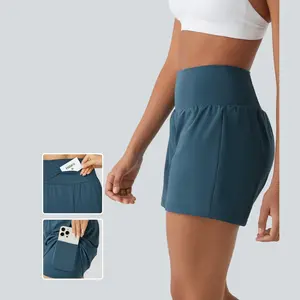 Halara SoftlyZero™ Airy Super High Waisted 2-in-1  Cool Touch Yoga Shorts 5'' with Pockets-Longer Length
