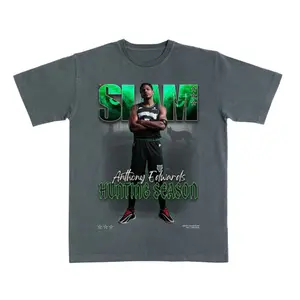 Anthony Edwards Slam Graphic T-Shirt – Basketball Tee, Hunting Season Green Edition, Vintage Streetwear Fan Shirt