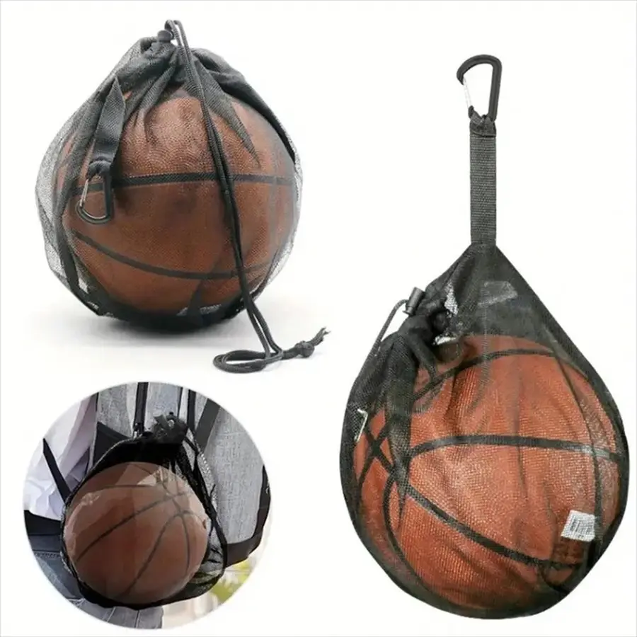 Portable Basketball Net Bag, Travel and Training Storage Bag with Drawstring, Holds Sports Gear, Basketball Bags, Sports Equipment