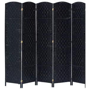 5 Panel Room Divider Privacy Screen Diamond Weave Fiber