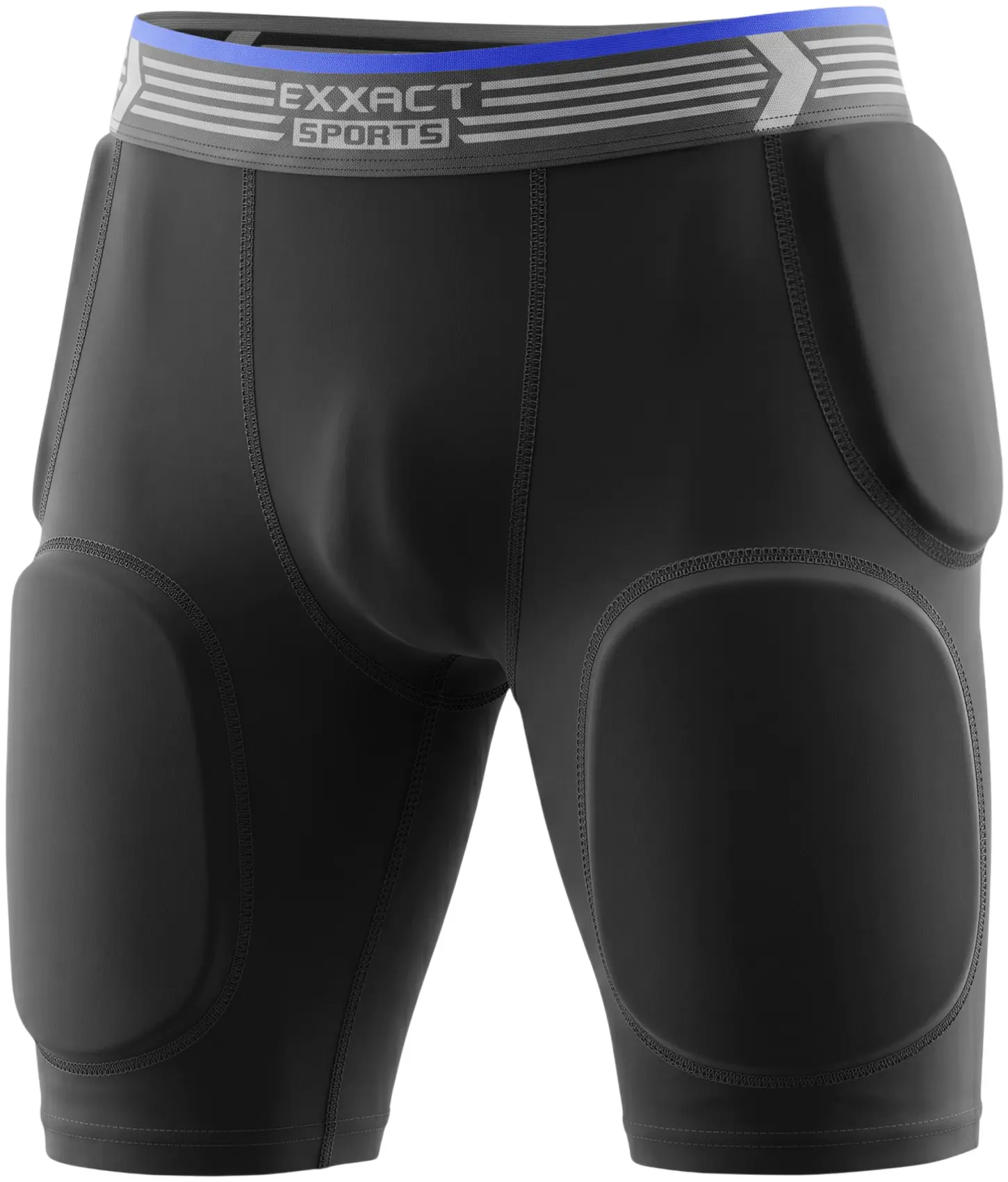 Exxact Sports Rebel Youth Football Girdle, 5-Pad Lightweight Compression Shorts for Boys with Integrated Hip, Thigh, Tailbone Pads and Cup Pocket, Sporty Kids' Sports Clothing