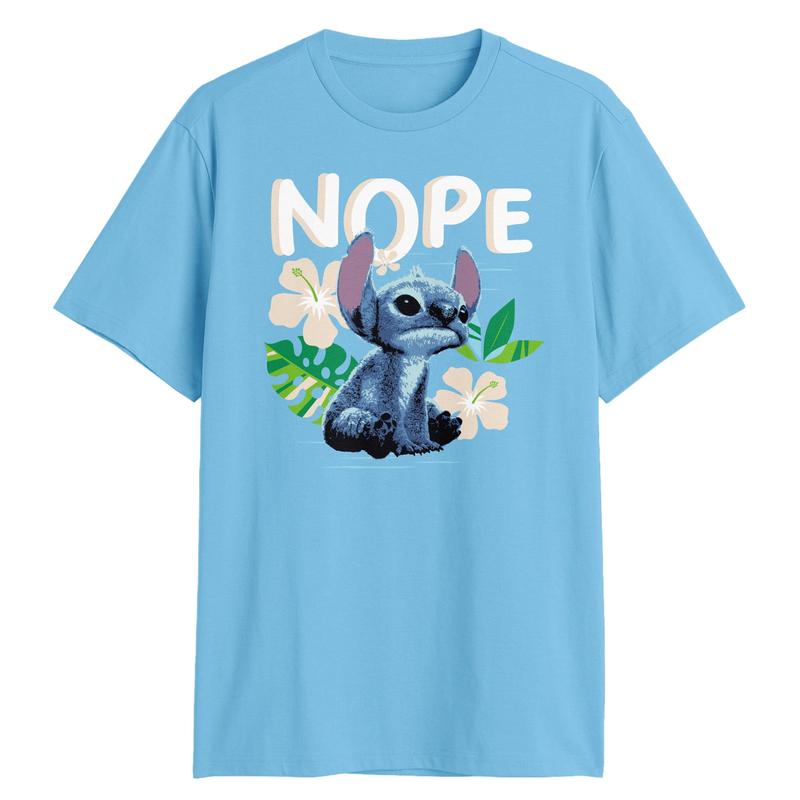 Disney Stitch T-Shirt Men's Nope Tropical Print Design Adult Graphic Print Tee