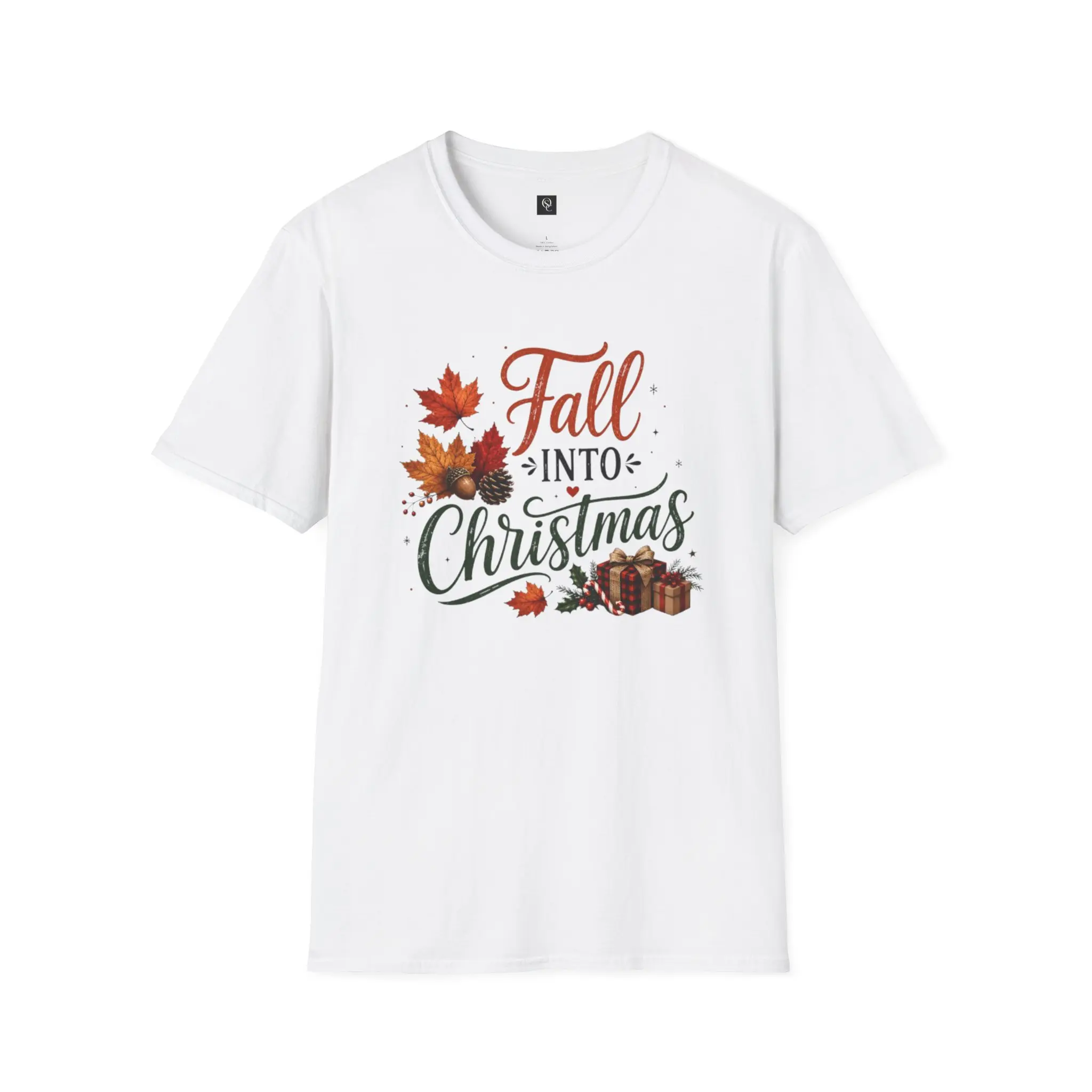 Fall Into Christmas T-Shirt | Autumn Leaves, Pinecones Holiday Tee
