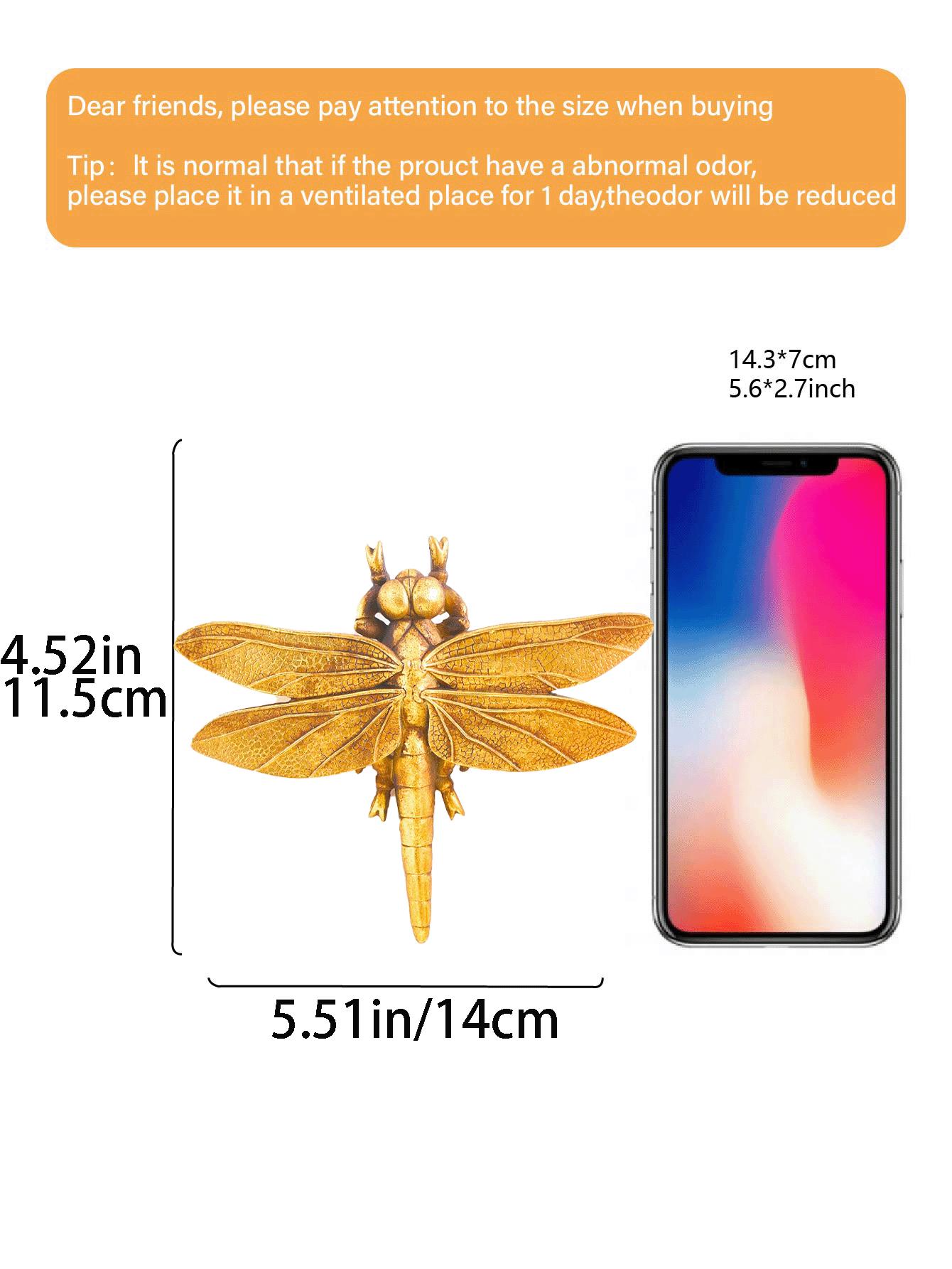 Gold Insect Wall Decor - Creative Resin Dragonfly Ornament for Home & Office Decor Hangable Artwork for Living Room Bedroom Bathroom Office Classic Style Elegant Versatile Decorative Nature - Hanging