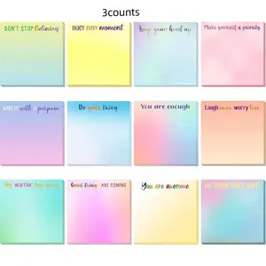 Random Color Motivational Post-it Note Planner, 3 Counts/set Watercolor Message Sticky Note, Self Adhesive Stickers, Stationery Supplies for Home School Dormitory Office, Sticker Sheets