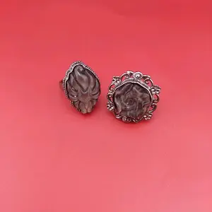 Silver Obsidian Rose Ring with Floral Design Unique Obsidian Stone Centerpiece Adjustable Fit Elegant Jewelry for Any Occasion