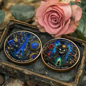 Memento Mori Flip Coin, Ghost Cat Motivation Token EDC Challenge Coins Stoic Gift