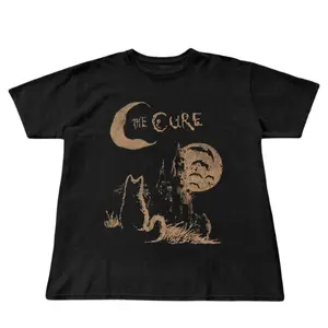 The Cure Gothic Cat T-Shirt - 90s Alt Indie Rock -  Cat Lover gifts, the cure fan gifts
