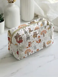 animal band pattern 2D printed makeup bag, Cosmetic pouch, large capacity design, suitable for all seasons/general use, can hold daily skincare products and cosmetics, liftable for everyday life and travel