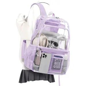 Clear Backpack For School Women Men, Heavy Duty Transparent See Through Backpack,  Clear Bookbag For Teens Boys Girls, College Students Plastic Backpacks For Stadium Events ()