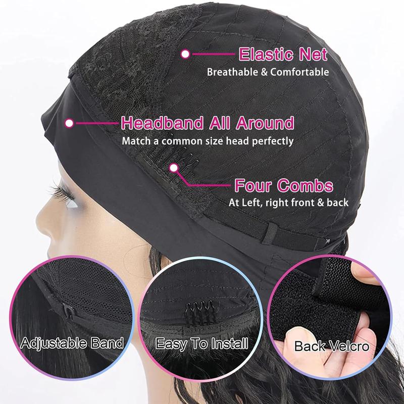 28 Inch 250% Density Headband Wig Blended Human Hair Straight Machine Made Wigs None Lace Front Wigs Glueless Human Hair Wig for Women Natural Color