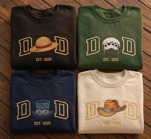 Custom Embroidered Sweatshirt, Embroidered Dad Quarter Zip, Personalized Character Hoodie, Anime Dad Shirt, Father’s Day Gift