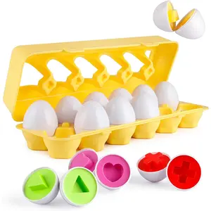 Matching Eggs 12 pcs Set Color & Shape Recoginition Sorter Puzzle for Toddlers Easter Travel Game Early Learning Educational Fine Motor Skill  Gift for Year Old Kids