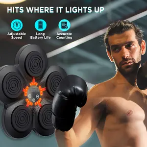 3pcs Intelligent Music Boxing Machine - Wall Mounted, Adjustable Height, 9 Speed Adjustments, Electronic Trainer with Gloves, No Punching Installation, Boxing Fitness Exercise