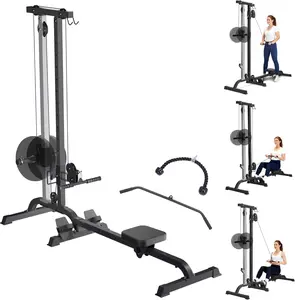Garvee 2-in-1 Rowing & Cable Machine for Home Gym – Adjustable LAT Pull Down & Low Row – High/Low Pulley – Multi-Function Compact Fitness Equipment