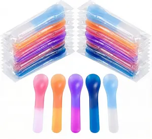 25 Pack Color Changing Ice Cream Spoons, 5.15 Inch Break-Resistant Plastic Spoons, Individually Wrapped Cold-Activated Temperature-Sensitive Utensils for Meal Prep & Home Dining - 5 Colors - BPA Free