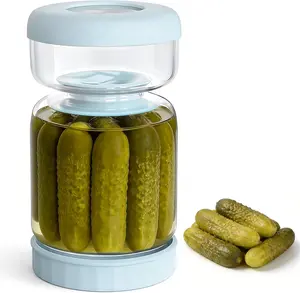 Pickle Jar with Strainer Flip, 34oz Pickle Container, Glass Kraut Juice Separator Jar-Leakproof Airtight Lid, Hourglass Food Storage Flip Jar for Olive,Jalapeno,Sliced Pickles-Dishwasher Safe