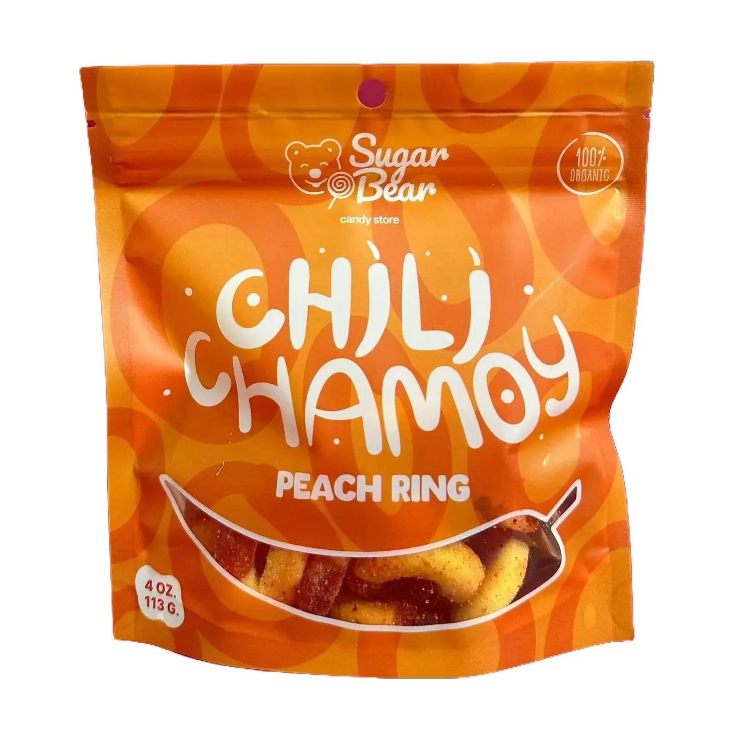 Chili Chamoy Peach Rings - Spicy & Sour Gummy Candy for Spicy Lovers - 4oz Candy Bag Mexican Fruit Snack Sweet