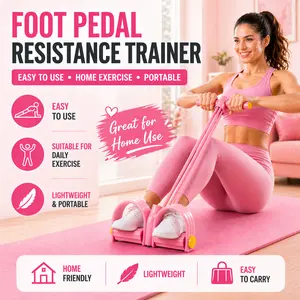 6-Tube Pedal Resistance Band, Portable Elastic Pull Rope for Home Yoga，Portable Foot Pedal Puller with 6 Tubes, Home Gym Stretching Equipment，6 Tubes Pedal Resistance Rope, Portable Home Exercise Band