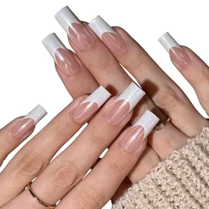 French Chrome Square Press-on Nails