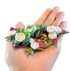 Articulated Baby Rose Dragons | 3D printed plastic articulated rose dragon fidget toy for fun and stress relief - Decor Multicolor Gift