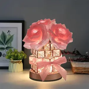Rose Design Table Lamp, Flower Design Lamp, USB Rechargeable 3 Color Changing Night Light, Decorative Night Light for Bedroom, Living Room, Home Decor