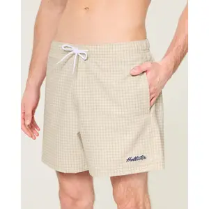 Hollister Mid-Thigh Seersucker Swim Trunks