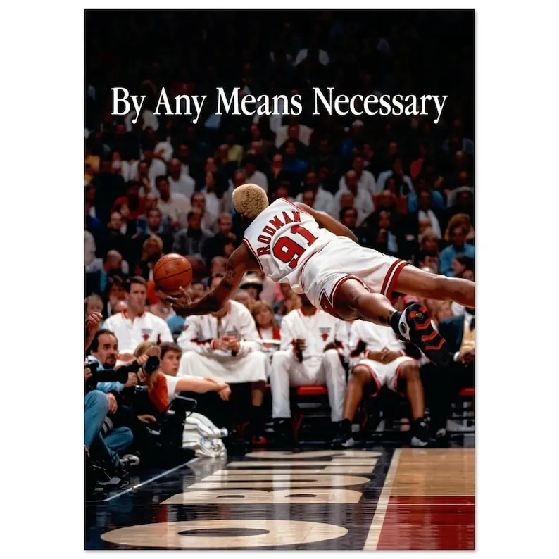 Dennis Rodman Poster  Motivational Dive Print, Chicago Bulls Basketball Wall Art