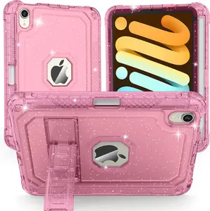 Case for iPad Mini A17 Pro, for iPad Mini 7th/6th Generation Case 8.3 inch 2024/2021 with Pencil Holder/Stand, Slim Cover for i Pad Mini 7/6 (Clear Glitter )