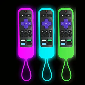Multicolor Night Glow Silicone Remote Control Case with Lanyard, Hangable Design, Soft Protective Cover for Tcl Roku Series Rc280tv, Anti-Shock and Dustproof Strap