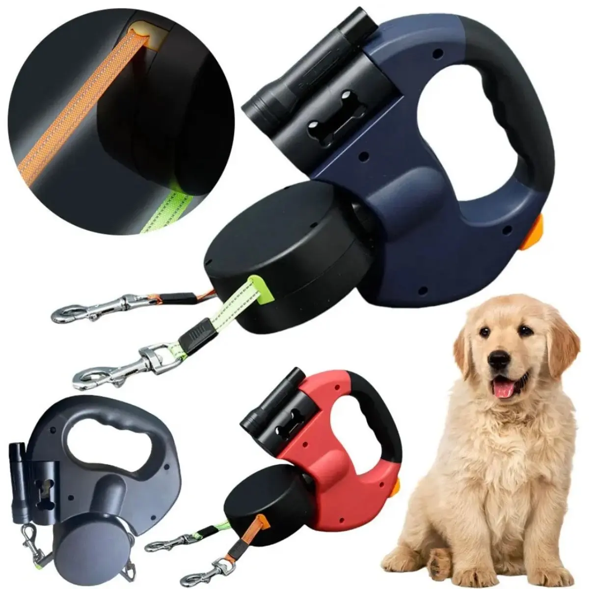 Dual Retractable Dog Leash for 2 Dogs | 2026 Enhanced Edition