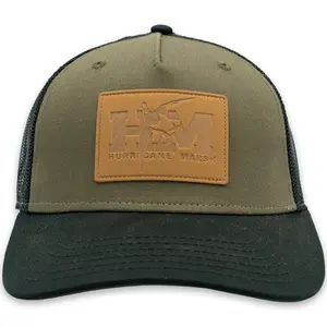 Red Leg Leather Embossed Patch Hat